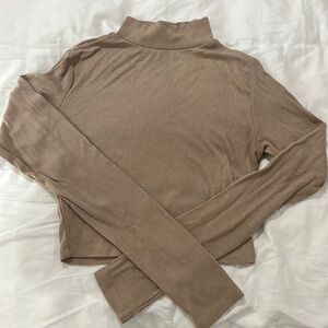 cropped turtleneck beige sweater